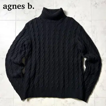 에네스베 프랑스제 터틀넥 케이블 니트 울 2 블랙