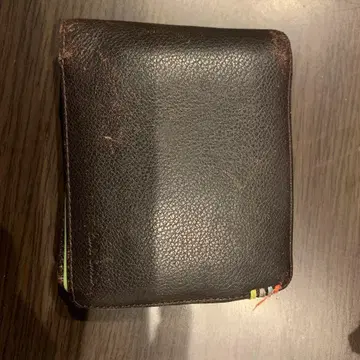 가죽 이단 접이식 지갑 블랙