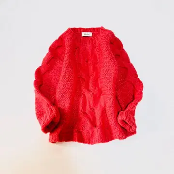 미라 오웬 Mila owen 굵은 케이블 니트 알파카 혼방 주홍색