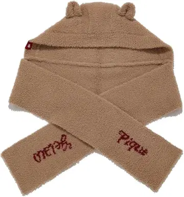 후드 부착 베이지 머플러 젤라토피케 곰