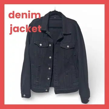데미지 데님 자켓 BLACK 스트릿 스타일