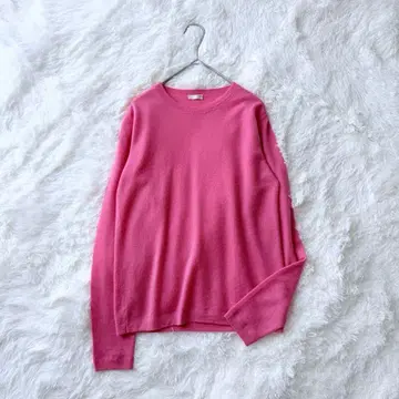 캐시미어 100% 니트 핑크 긴팔 크루넥