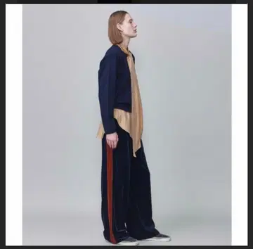 6(ROKU) 벨로아 팬츠 네이비 블루/오렌지 사이즈 36