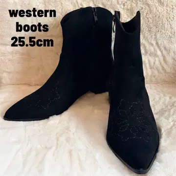 [새상품급] 부츠 25.5 스틸레토 청키힐 웨스턴 앵클