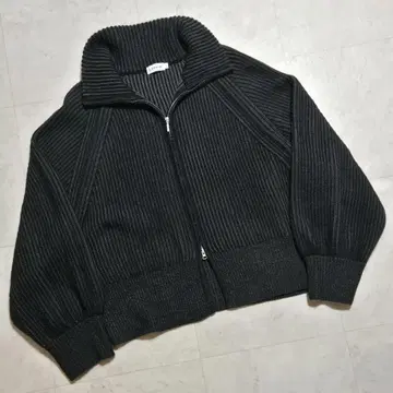 LEPSIM 니트 7게이지 배색 리브 ZIP 가디건 렙심