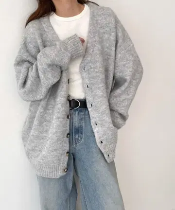 El mar V넥 오버 사이즈 니트 가디건