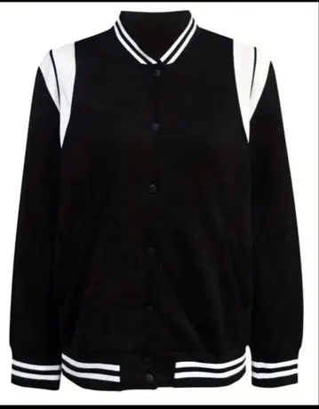 블랙 스트라이프 바시티 자켓