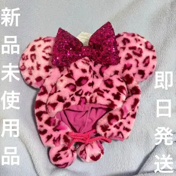 택 포함 새상품 레오파드 무늬 미니 핑크 팬캡 디즈니 리조트