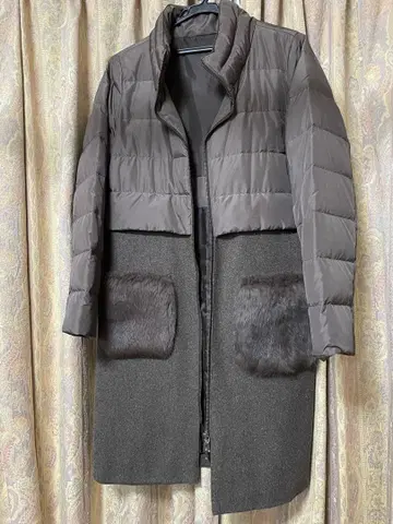 다운 자켓 울 콤비 코트 퍼 포켓