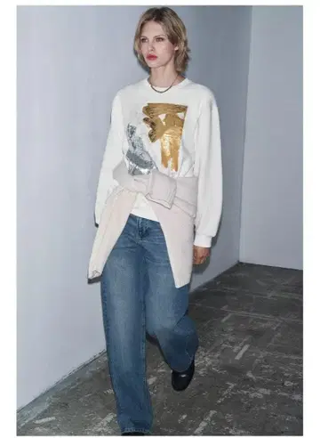 ZARA 자라 메탈릭 맨투맨 M