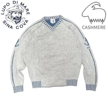 SINACOVA 화이트 캐시미어 V넥 니트 스웨터