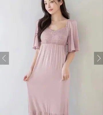 tu-hacci 나이트 브라 원피스 반팔 롱 기장 스모크 핑크