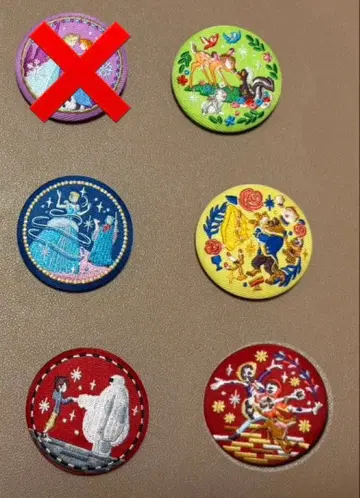 디즈니 자수 캔뱃지 5개 세트