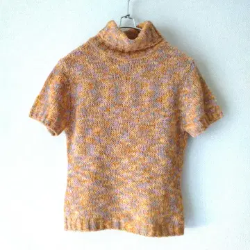 알드리치 반팔 터틀넥 썸머 니트 울 모헤어 멀티 컬러