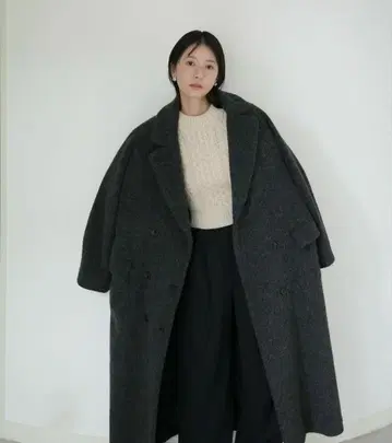 CLANE 더블 울 롱 코트 다크 그레이