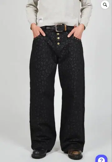 BADWAY Leopard straight denim pants