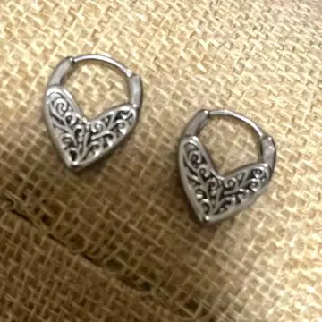 실버 후프 귀걸이 하트형 실버 925
