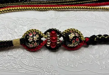 b-190 순수 실크 허리띠 후리소데 성인식 펄 장식 전사 구슬 벚꽃