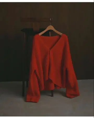 mallow blue 레드 V넥 가디건