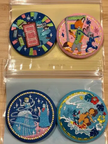 디즈니 자수 캔뱃지 주토피아 몬스터 주식회사 신데렐라 스티치