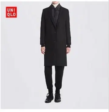 UNIQLO 블랙 울 블렌드 체스터 코트