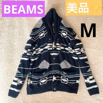 [ 인기 ] BEAMS 빔즈 네이티브 무늬 숄카라 가디건 M