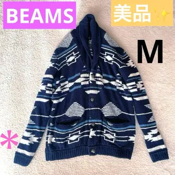 [ 인기 ] BEAMS 빔즈 네이티브 무늬 숄카라 가디건 M
