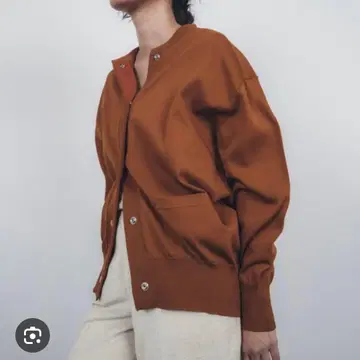 스터닝 루어 하이 트위스트 니트 블루종 카멜 오렌지 M