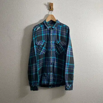 BILLABONG 빌라봉 플란넬 셔츠 체크 S 자수 로고 서프