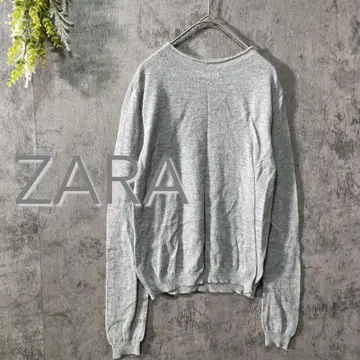 ZARA 자라 리브 니트 스웨터 크루넥 심플 그레이