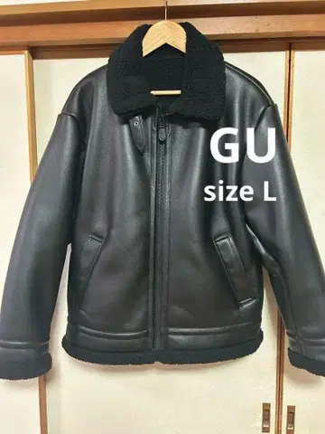 GU 인조 가죽 B-3 블루종 블랙 L