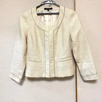 로트레 아몬 아이보리 노카라 트위드 자켓 일본제