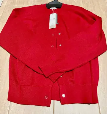 새상품 FORK & SPOON 미라노 리브 크루넥 가디건 레드