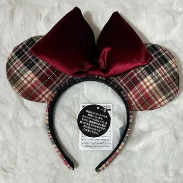 디즈니 리조트 머리띠 빨간색 체크