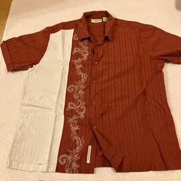 Cubavera XL 알로하 셔츠 브라운 스트라이프