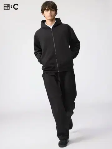 UNIQLO:C 맨투맨 와이드 팬츠 블랙 L