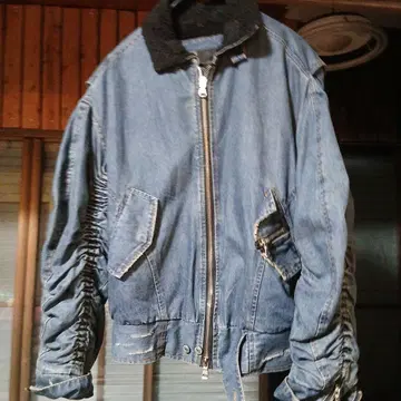 데님 블루 지퍼 달린 자켓