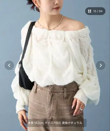 mystic 웨이브 시어 휘핑 니트 사이즈 FREE 화이트