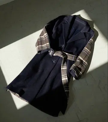 [ 하자품 ] 레오리 롱 울 코트 바이컬러