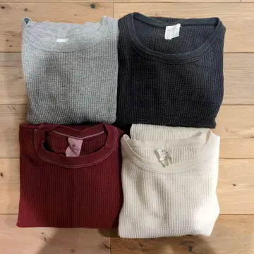 인데라밀스 와플 원단 긴팔 T셔츠 4세트 서멀