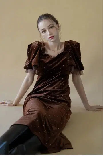 acka bijou dot velours dress