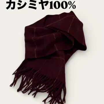 캐시미어 100% 체크 무늬 머플러 빨간색