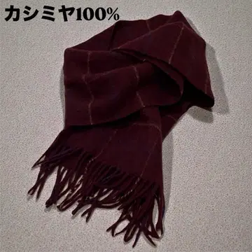 캐시미어 100% 체크 무늬 머플러 빨간색