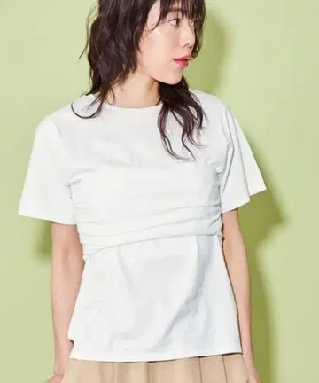 밴딩 도킹 디자인 티셔츠 화이트