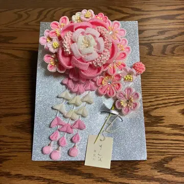 핑크색 꽃 머리 장식 츠마미자이쿠