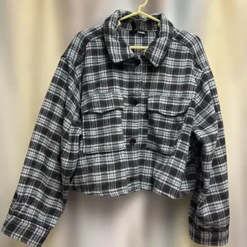 H&M DIVIDED 체크 셔츠 자켓 XL 그레이