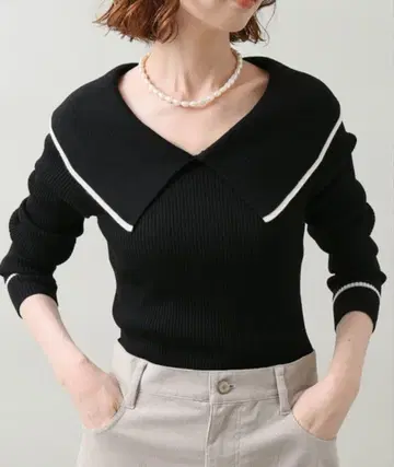 IENA 카라 부착 니트 블랙