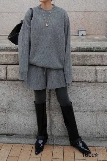 마챗 machatt 램스울 니트 숏팬츠 셋업