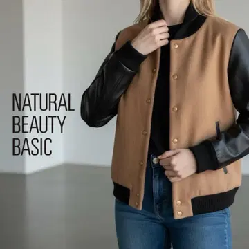 582 내추럴 뷰티 베이직 가죽 절개 자켓