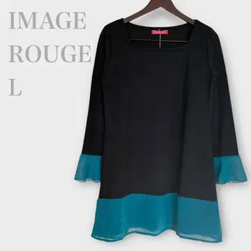 미사용 새상품 이마쥬루쥬 쉬폰 절개 바이컬러 튜닉 블랙 L